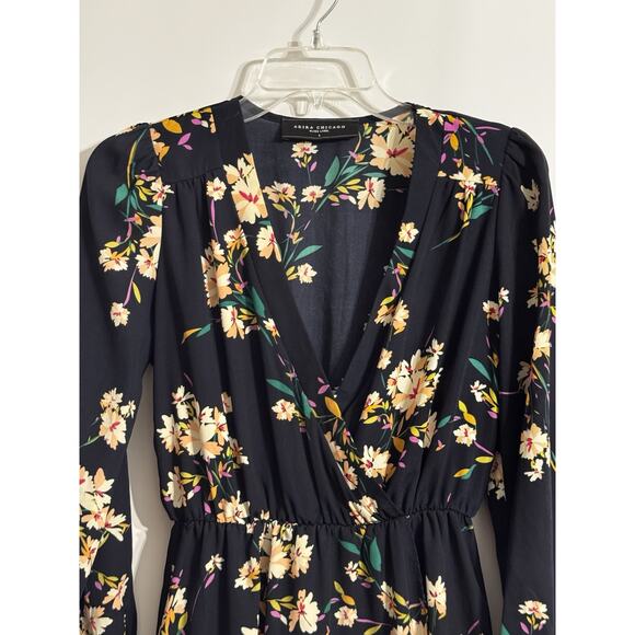 Akira Chicago Black Label Sz S Faux Wrap Floral Mini Dress Wedding Office Prep - Picture 3 of 11